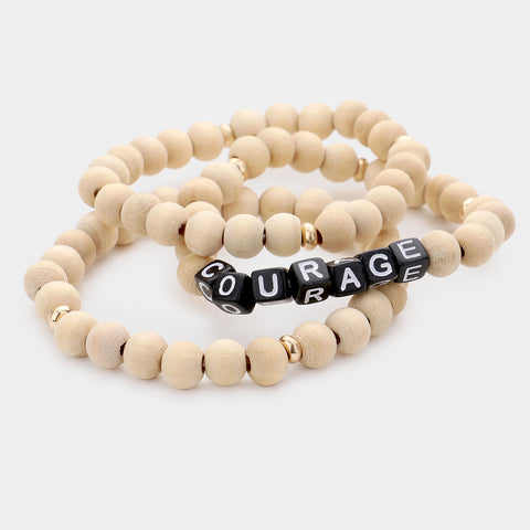 3PCS - COURAGE Wood Stretch Bracelets