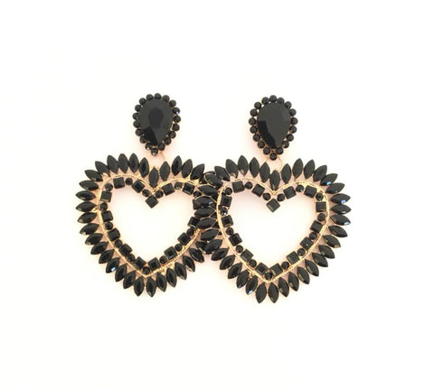 Heart Shape Earrings - Black