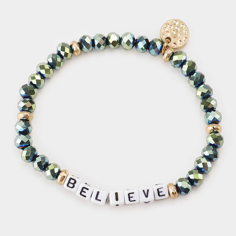 BELIEVE Beaded Stretch Bracelet