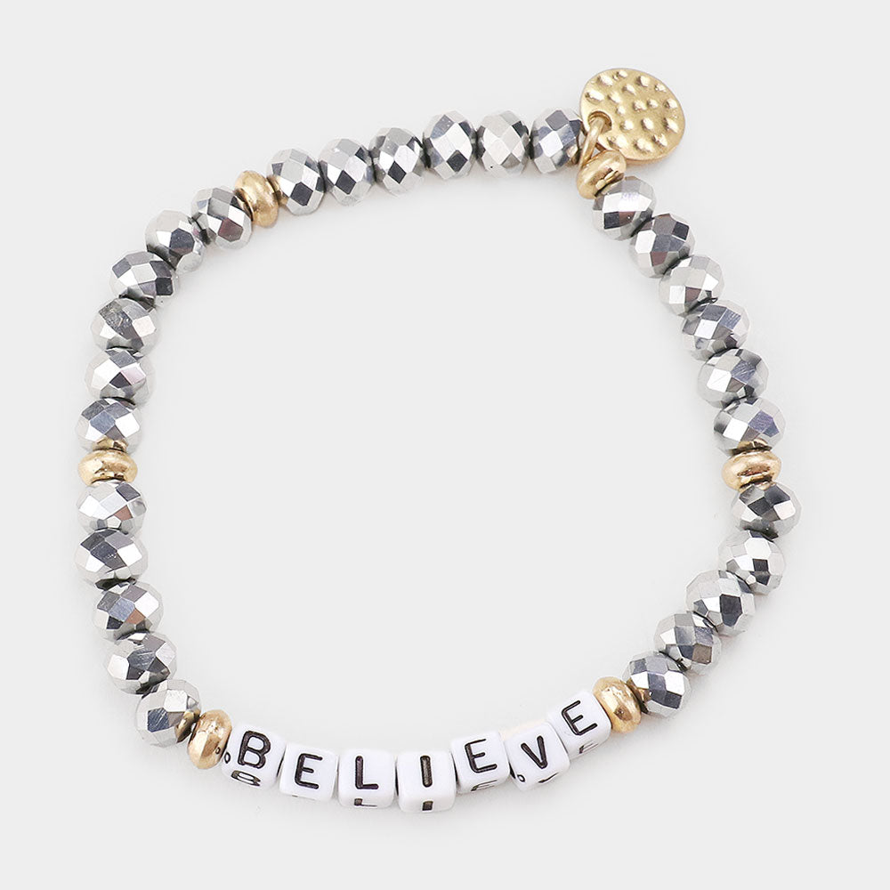 BELIEVE Beaded Stretch Bracelet