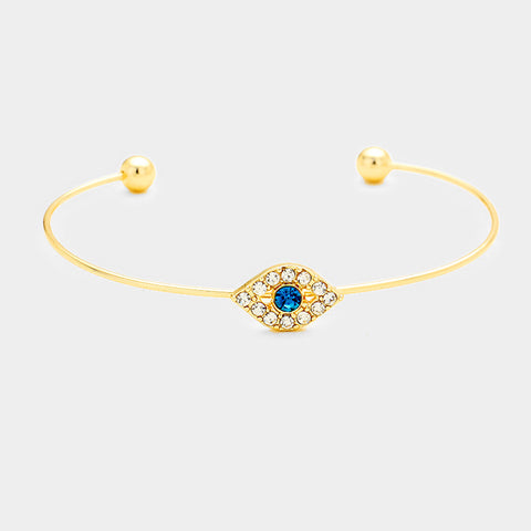 Blue Stone Evil Eye Cuff Bracelet