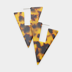 Kaia Brown Tortoise Celluloid Acetate Triangle Earrings