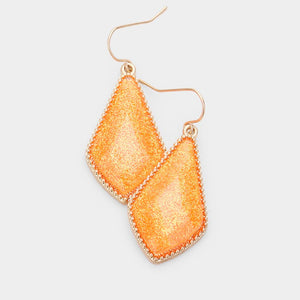 Madison Coral Glitter Geometric Earrings