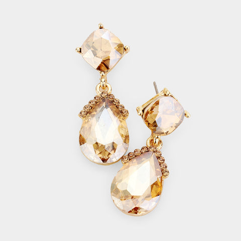 Isabella Gold Topaz Marquise Crystal Teardrop  Earrings