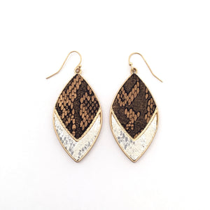 Brown Faux Leather Snake Pattern Earrings