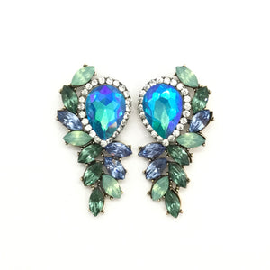 Light Blue Cluster Rhinestone Earrings