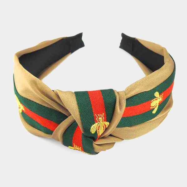 Bee Fabric Knot Color Block Headband