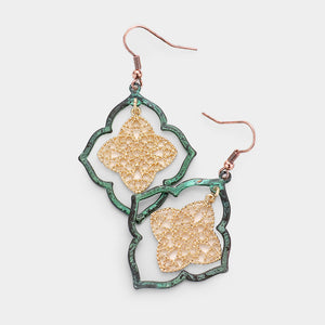 Riley Patina Filigree Quatrefoil Earrings