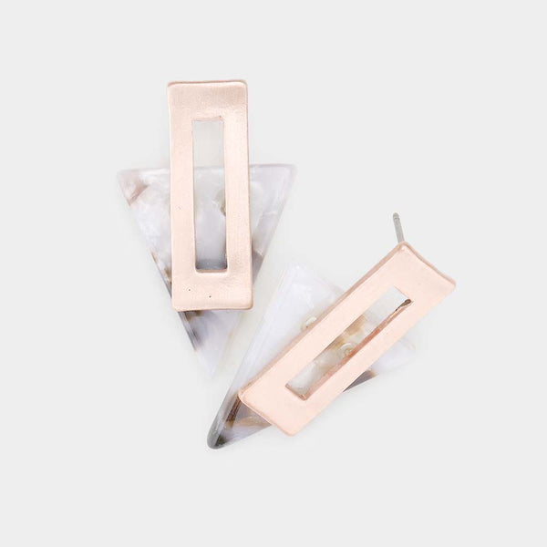 Sienna Celluloid Acetate Patina Triangle Earrings
