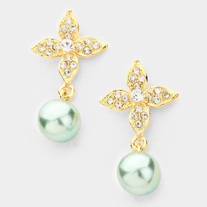 Hannah Teal gold pearl earrings