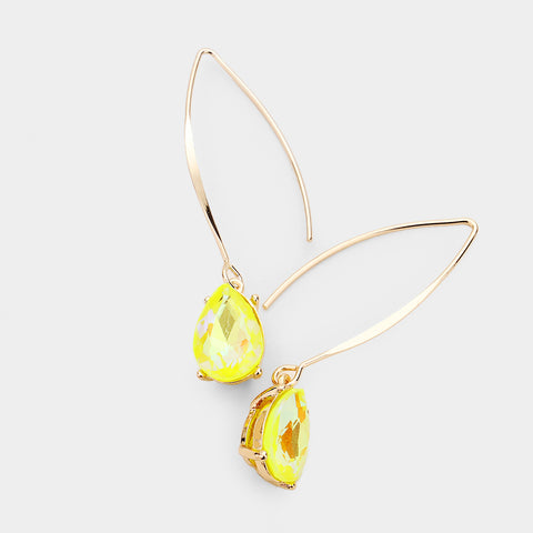 Fiona Teardrop Metallic Yellow Crystal Earrings