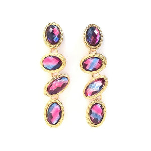 Sarah Teardrop Crystal Earrings - Purple